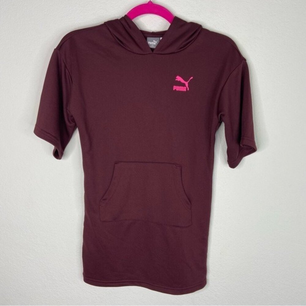 Puma Girls Burgundy Sweatshirt Hooded Dress Size 7 NWOT